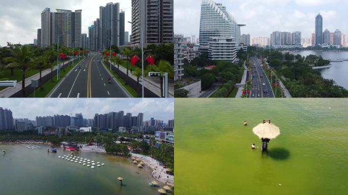 金沙湾迎国庆 游客 沙滩 椰树