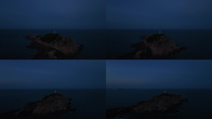 夜晚大海灯塔海上指明灯海岛指引灯海洋灯塔