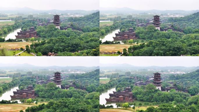 航拍赤壁名胜风景区