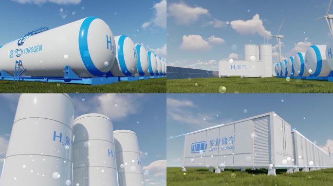 氢能氢能源氢燃料光伏风车新能源绿色动画