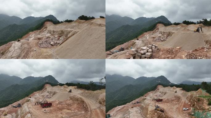 广东岭南山脉山区矿山开采矿场航拍