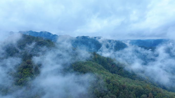 航拍皖南山区大自然山川云海云雾缭绕