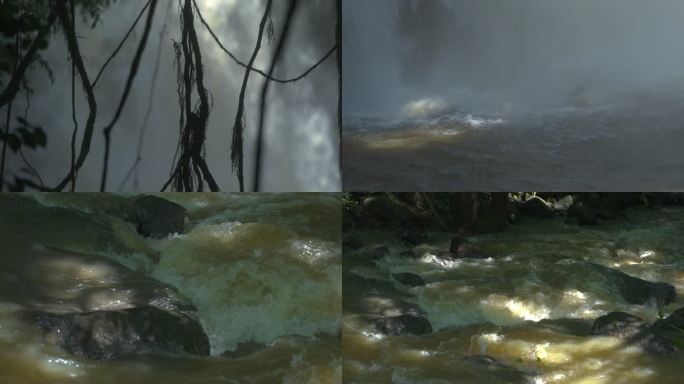 雨林瀑布溪流-慢镜头