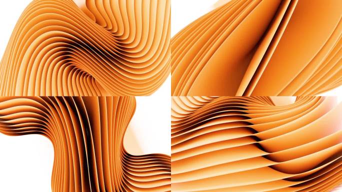 纺织材料的抽象条纹以不规则的方式起伏。橙颜色。