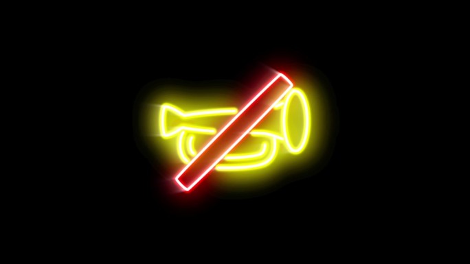 彩色霓虹灯图标禁止鸣笛信号灯指示灯