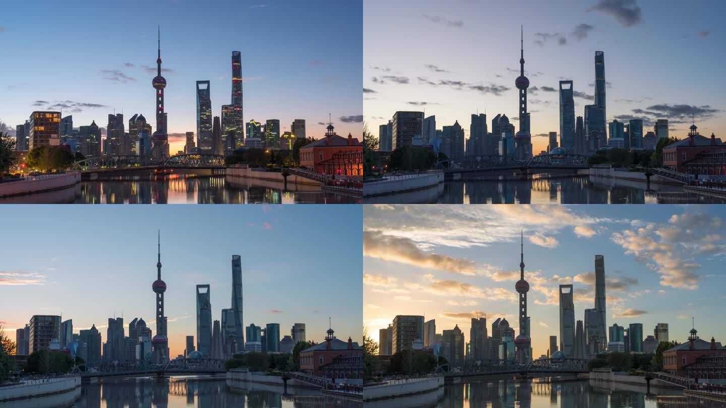 【4K】上海乍浦路桥日出延时摄影