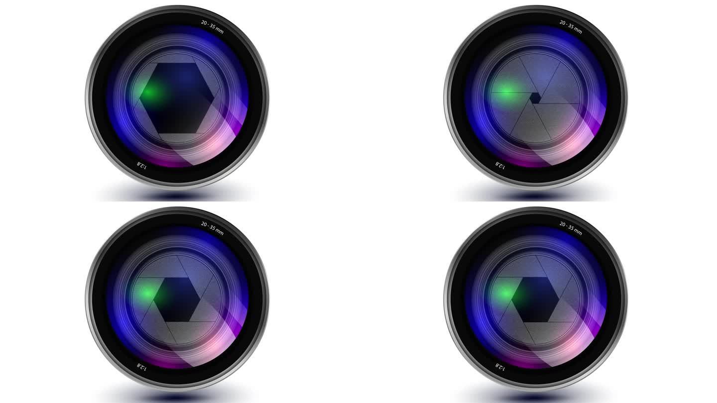 数码单反相机的数码镜头光圈光圈特写。光圈调节通过打开和关闭光圈。控制焦距和光线。