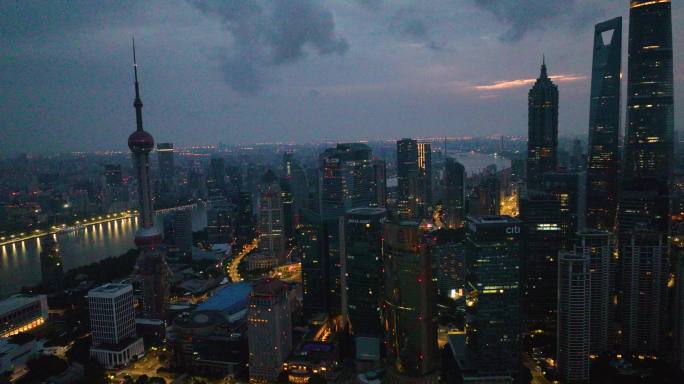 上海陆家嘴城市天际线夜景航拍5御三1