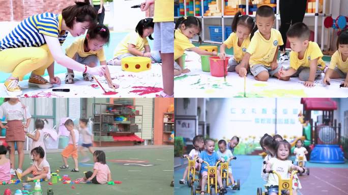 幼儿园活动小孩快乐嬉闹儿童节开心课外活动