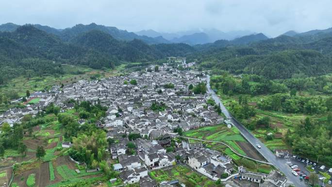 航拍安徽省黟县黄山西递古村落