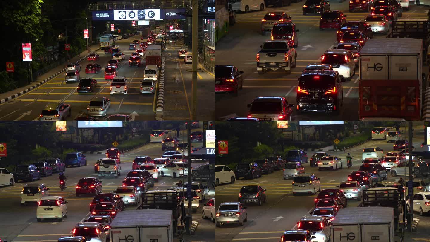 马来西亚吉隆坡夜景车流交通