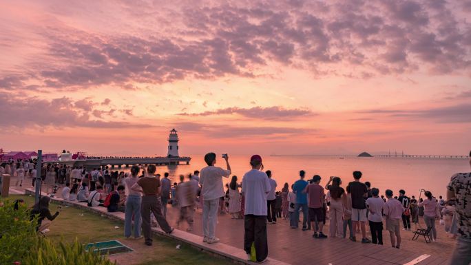 4K高清珠海爱情邮局沙滩日出