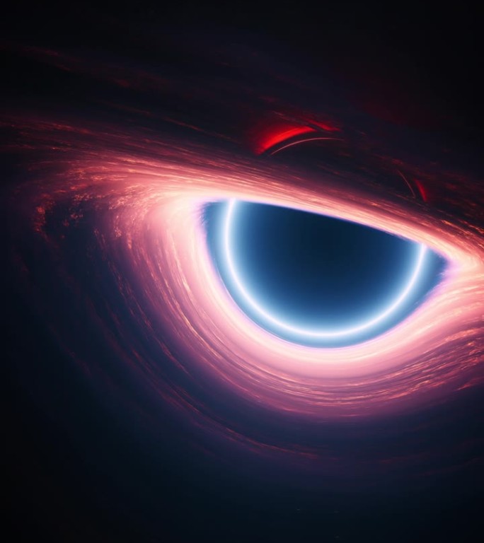 星际黑洞奇点和轨道热等离子体垂直显示镜头
