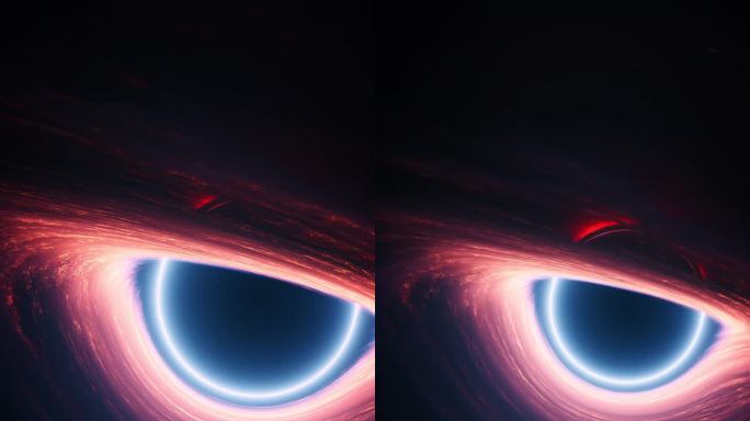 星际黑洞奇点和轨道热等离子体垂直显示镜头