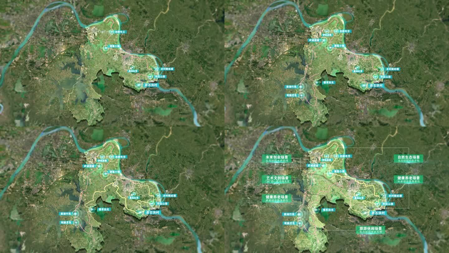 AE地图湖北省鄂州市旅游景点小镇闭环规划