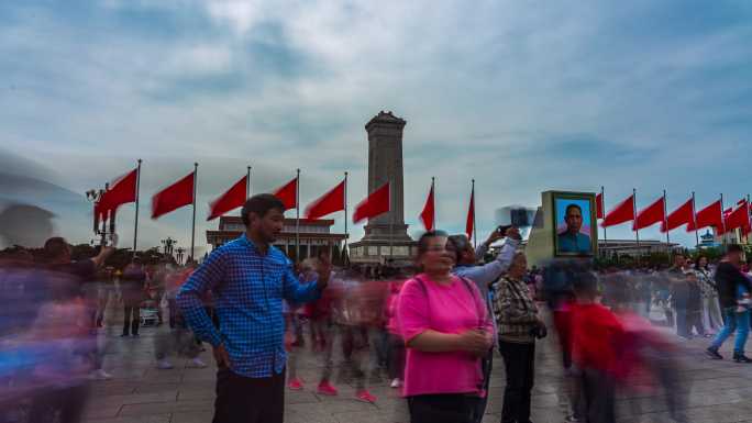 北京天安门广场人民英雄纪念碑大范围延时