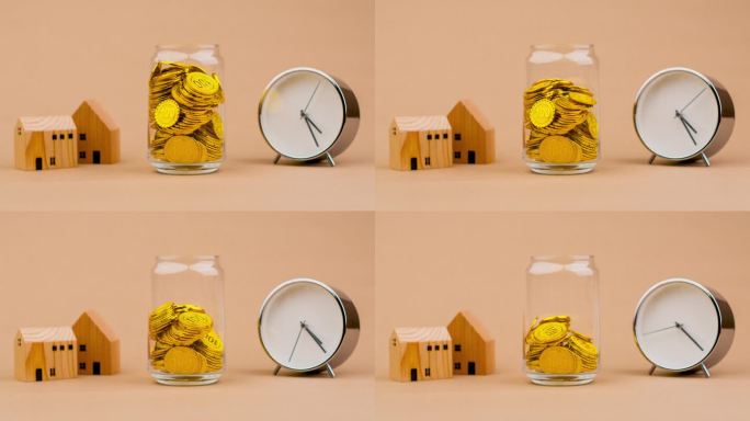 节省金币在家里玻璃负载和时间。黄金股市波动，投资黄金，交易黄金，计划建房，收入，分红，奢侈品，金融财