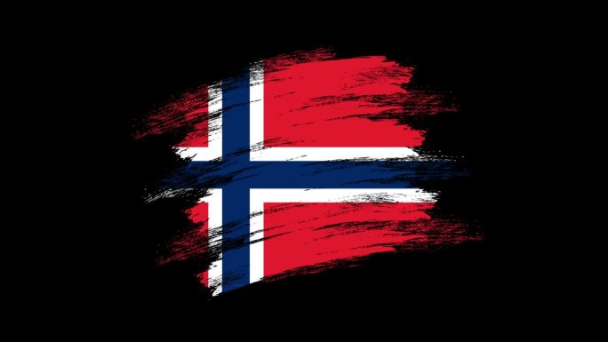 4K油漆刷挪威国旗与Alpha通道。挥舞着刷过的挪威旗帜。透明背景纹理织物图案高细节。