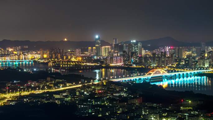 4K惠州城区夜景航拍延时