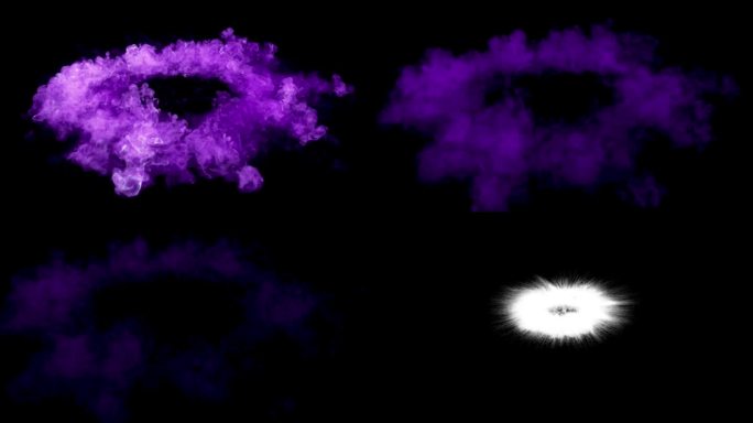 烟雾冲击波透视视图青紫色与Luma哑光