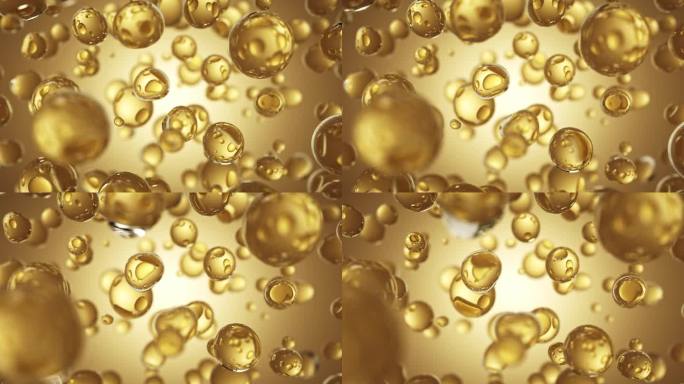 微观金色水分子球化妆品广告素材