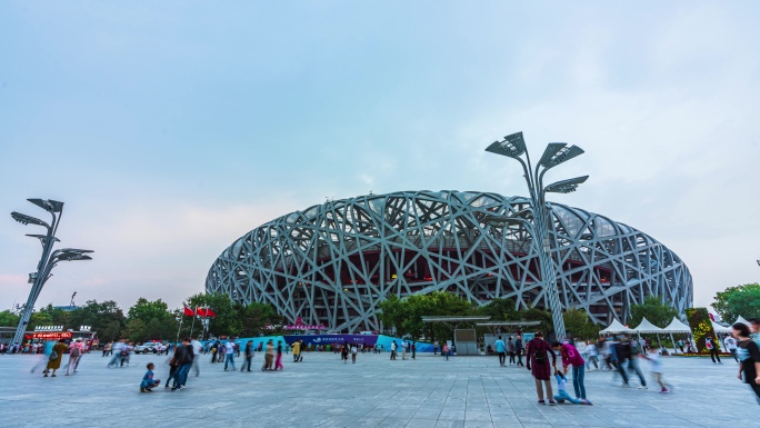 北京国家体育场鸟巢大范围延时素材