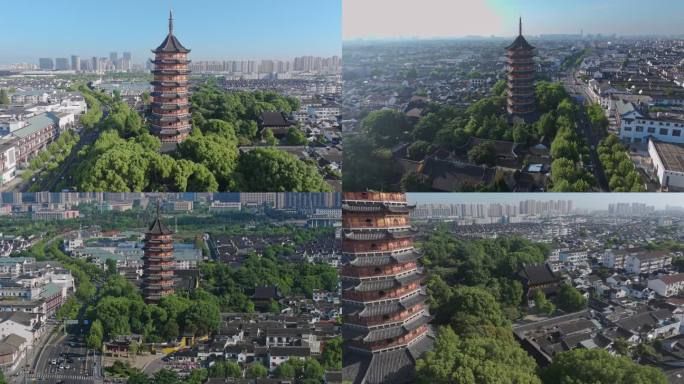 航拍苏州北寺塔报恩寺