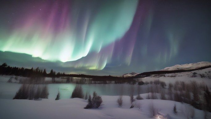 梦幻星空极光雪地斗转星移日出延时炫光揽胜