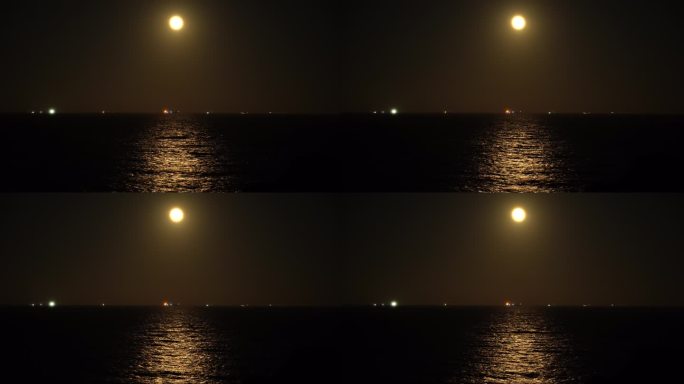 大海月亮海面月光水面波光粼粼夜晚海平面
