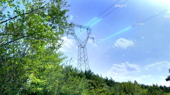 电塔高压塔输电线路科技感