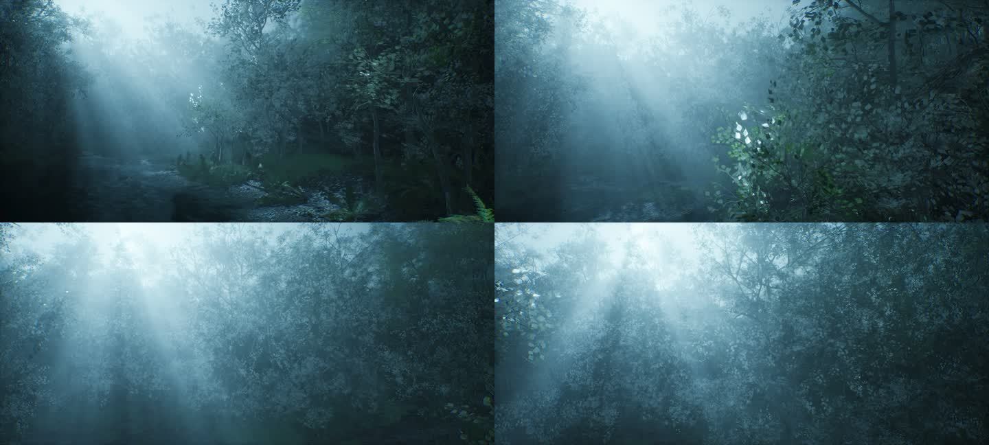 4k幽蓝月光神秘森林⑥