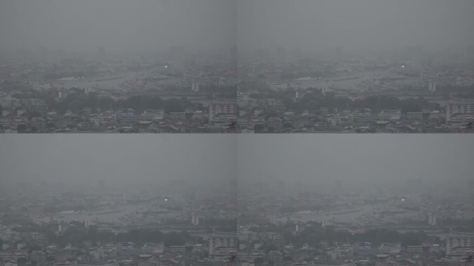 曼谷的城市景观被厚厚的灰尘和污染所掩盖