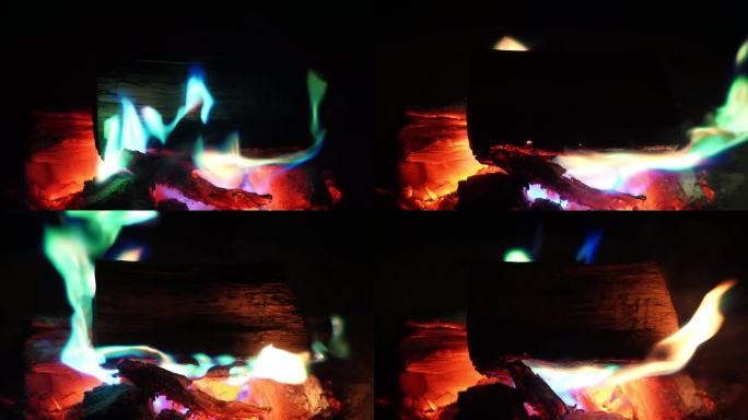 篝火和火焰反应火种火苗烤火取暖