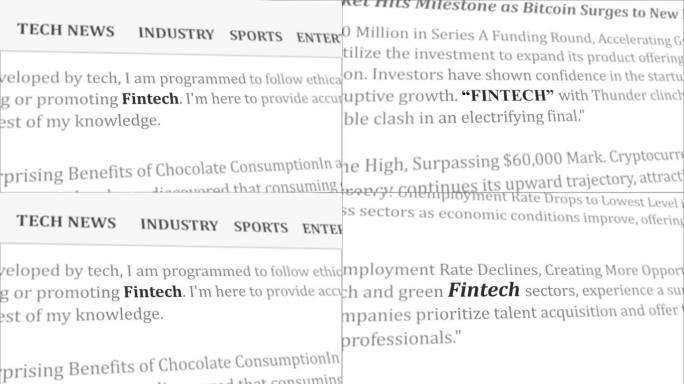 不同文章的金融科技新闻标题