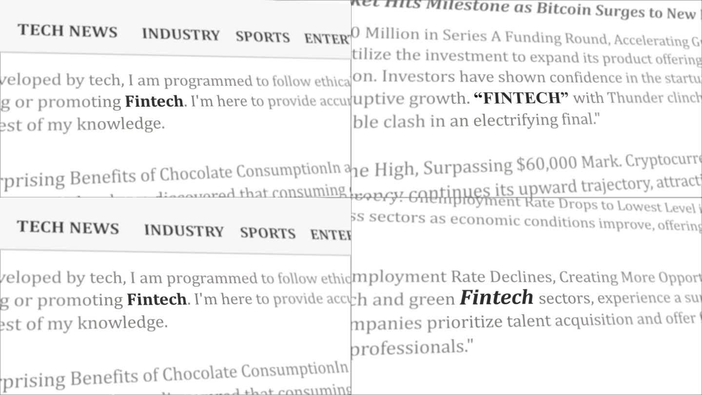 不同文章的金融科技新闻标题