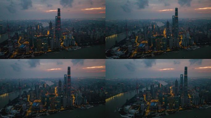上海陆家嘴城市天际线夜景航拍5御三2