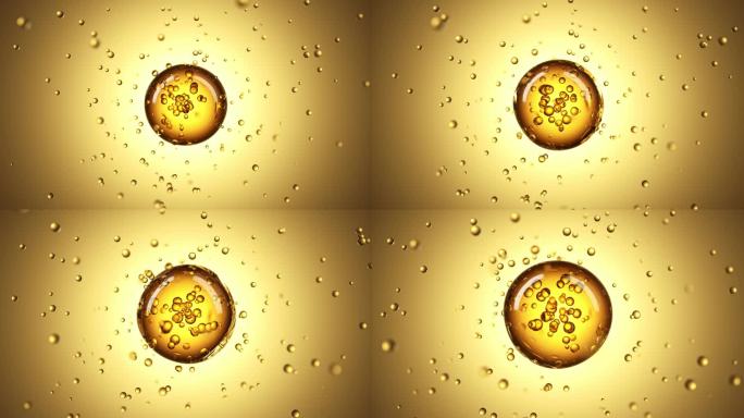 金色化妆品粒子水分子球广告素材