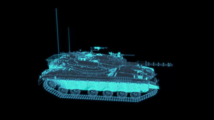装甲坦克车 军事科幻透明网格线框军队