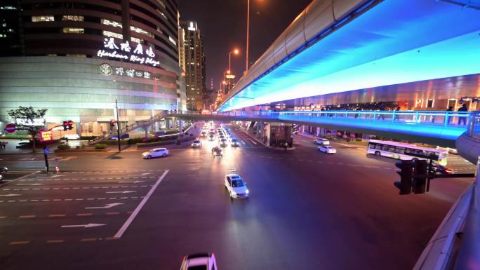 上海市区街景 夜景