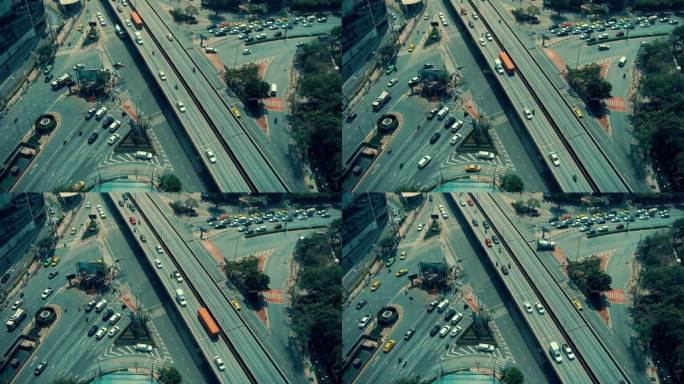 大都市区中心繁忙的高速公路交叉口