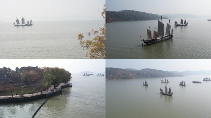 无锡太湖鼋头渚七桅帆船