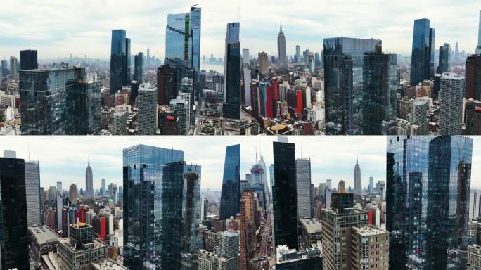 纽约曼哈顿中城国外风光高楼大厦玻璃办公大