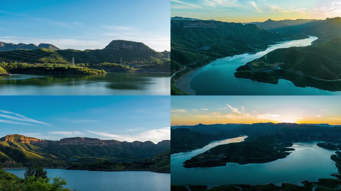 太行山河流山川风光日落延时