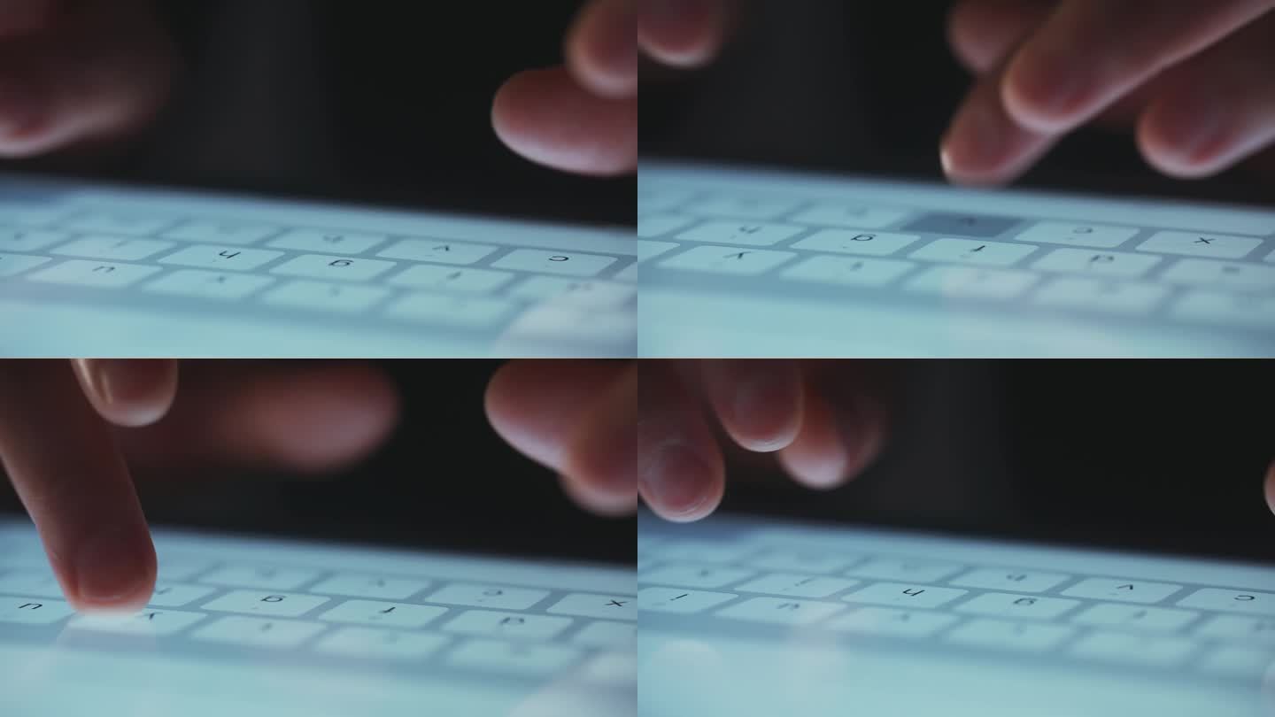 数码平板电脑上的近距离手部打字