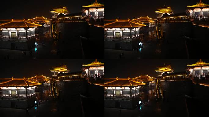 湖北襄阳古装影视城唐城古建筑群夜景街景