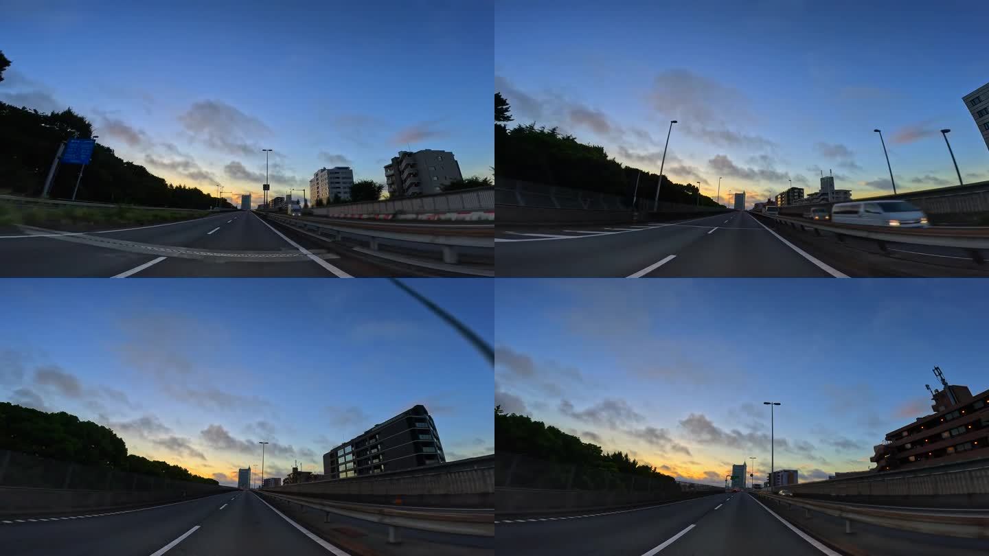 早晨从高速公路上行驶的汽车上看到的景象