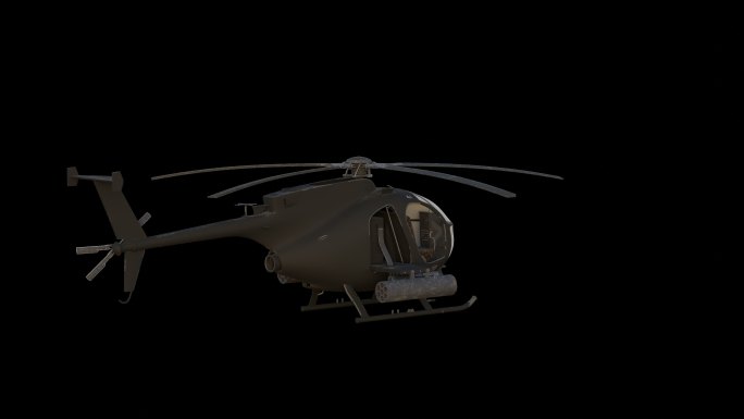 MH-6小鸟特种作战武装直升机三维透明