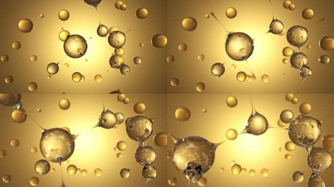 微观金色分子细胞生长化妆品广告素材