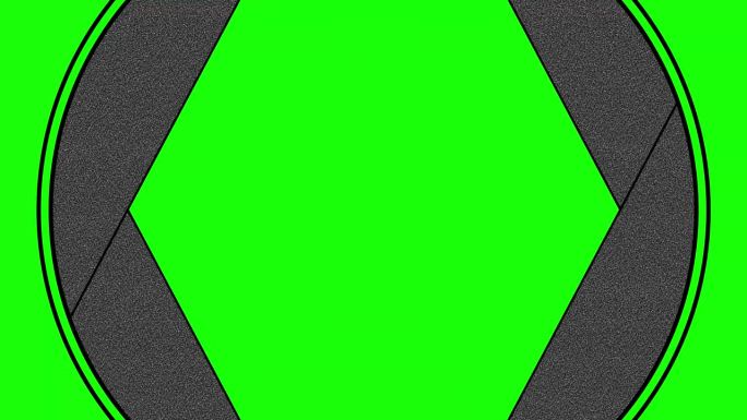 相机光圈打开和关闭动画在色度键或绿色屏幕。镜头光圈调节关闭和打开更多的光和焦距。