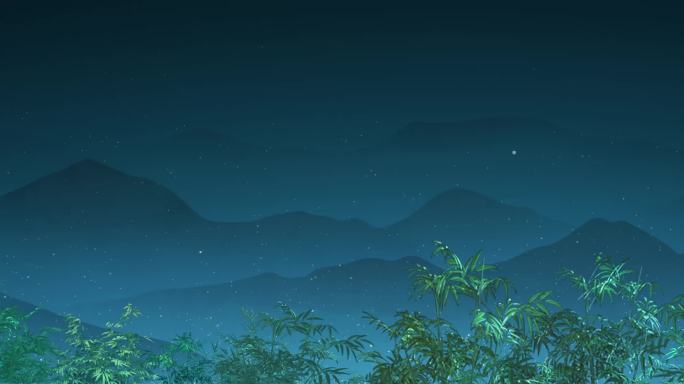 竹林 山 粒子 绿色 唯美 夜景 自然
